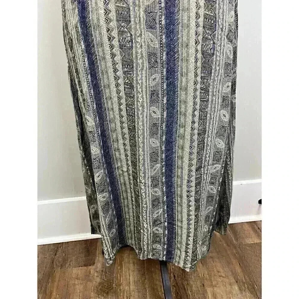 Vtg 90's Y2K Karizma Maxi Dress Abstract Print Tie Sleeveless Art Women's M - Picture 5 of 12